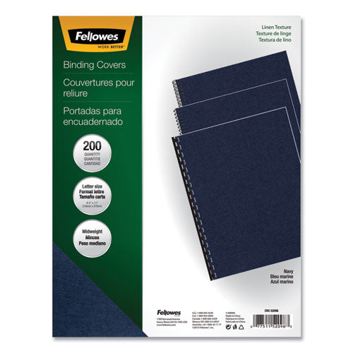 Expressions Linen Texture Presentation Covers for Binding Systems, Navy, 11 x 8.5, Unpunched, 200/Pack-(FEL52098)