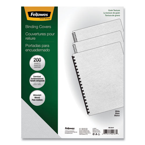 Expressions Classic Grain Texture Presentation Covers for Binding Systems, White, 11.25 x 8.75, Unpunched, 200/Pack-(FEL52137)