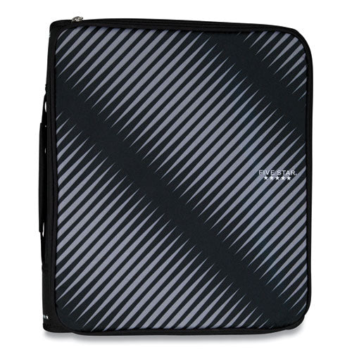 Zipper Binder, 3 Rings, 2" Capacity, 11 x 8.5, Black/Gray Zebra Print Design-(ACC72536EA)