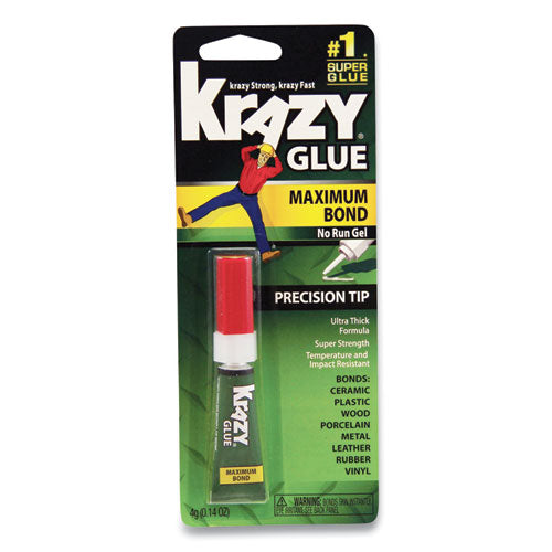 Maximum Bond Krazy Glue, Precision Tip, 0.14 oz, Dries Clear-(EPIKG48448MR)