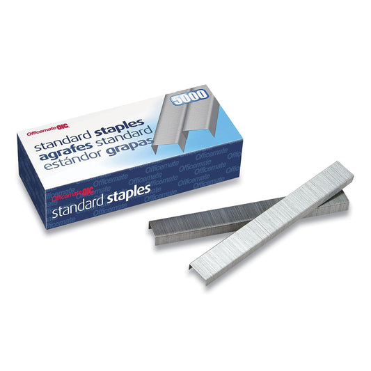 Standard Staples, 0.25" Leg, 0.5" Crown, Steel, 5,000/Box-(OIC91900)