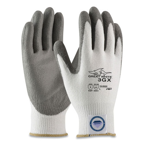 Great White 3GX Seamless Knit Dyneema Diamond Blended Gloves, Medium, White/Gray-(PID19D322M)