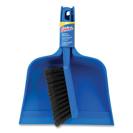 Bulldozer Brush and Dust Pan Set, 10 x 12, 2.5" Handle, Plastic, Blue-(QCK402ZQK)