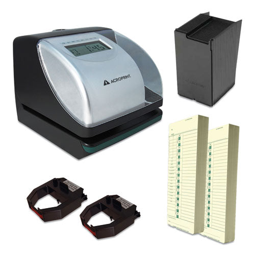 ES700 Time Clock and Document Stamp Bundle, Digital Display, Black/Silver-(ACPTRB750)