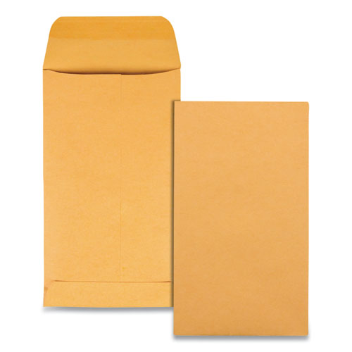 Kraft Coin and Small Parts Envelope, 28 lb Bond Weight Kraft, #5 1/2, Square Flap, Gummed Closure, 3.13 x 5.5, Brown, 500/Box-(QUA50562)