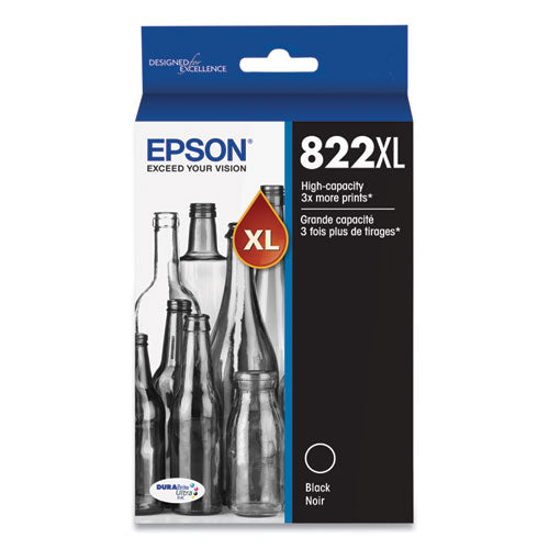 T822XL120-S (T822XL) DURABrite Ultra High-Yield Ink, 1,100 Page-Yield, Black-(EPST822XL120S)