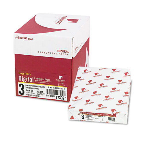 Fast Pack Carbonless 3-Part Paper, 8.5 x 11, Pink/Canary/White, 500 Sheets/Ream, 5 Reams/Carton-(NEK17392)