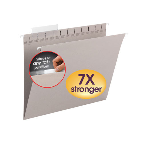 TUFF Hanging Folders with Easy Slide Tab, Letter Size, 1/3-Cut Tabs, Steel Gray, 18/Box-(SMD64092)