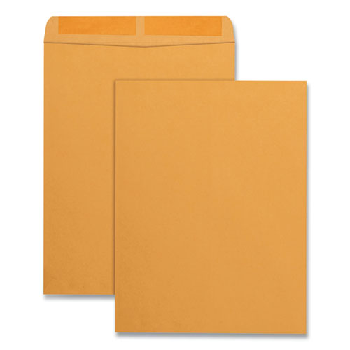 Catalog Envelope, 28 lb Bond Weight Kraft, #13 1/2, Square Flap, Gummed Closure, 10 x 13, Brown Kraft, 100/Box-(QUA41667)