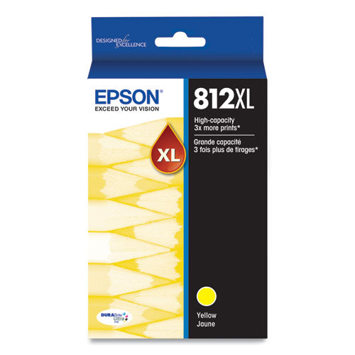 T812XL420-S (T812XL) DURABrite Ultra High-Yield Ink, 1,100 Page-Yield, Yellow-(EPST812XL420S)