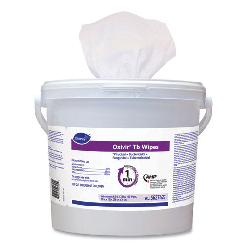 Oxivir TB Disinfectant Wipes, 11 x 12, White, 160/Bucket, 4 Buckets/Carton-(DVO5627427)