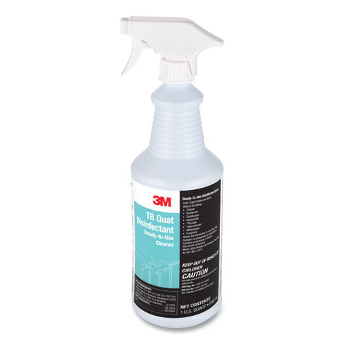 TB Quat Disinfectant Ready-to-Use Cleaner, 32 oz Bottle, 12 Bottles and 2 Spray Triggers/Carton-(MMM29612)