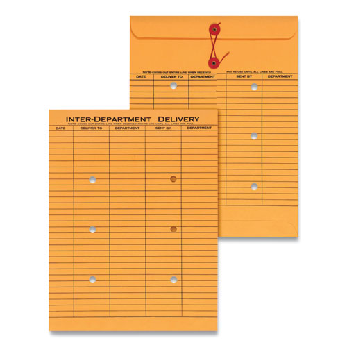 Light Brown Kraft String/Button Interoffice Envelope, #97, Two-Sided Five-Column Format, 10 x 13, Light Brown Kraft, 100/Box-(UNV63568)