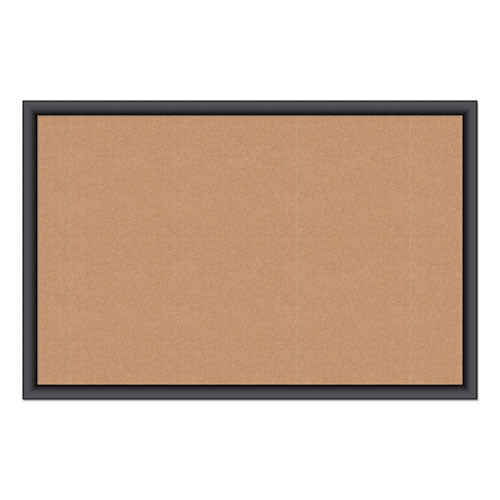 Cork Bulletin Board, 36 x 24, Natural Surface, Black Wood Frame-(UBR301U0001)