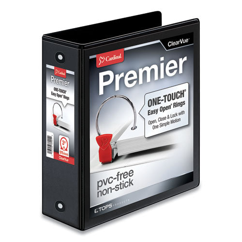 Premier Easy Open ClearVue Locking Round Ring Binder, 3 Rings, 3" Capacity, 11 x 8.5, Black-(CRD11131)