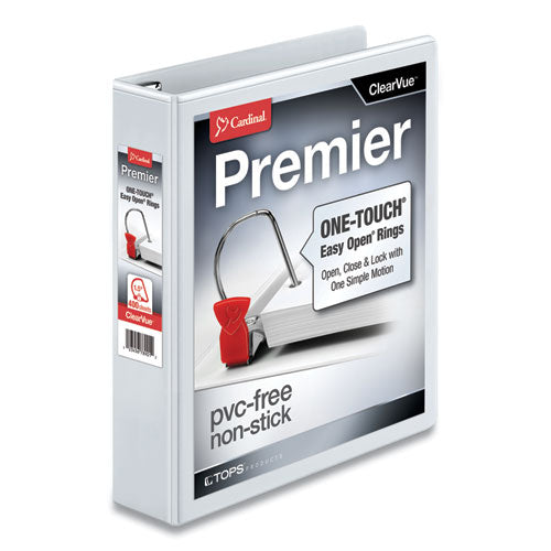 Premier Easy Open ClearVue Locking Slant-D Ring Binder, 3 Rings, 1.5" Capacity, 11 x 8.5, White-(CRD10310)