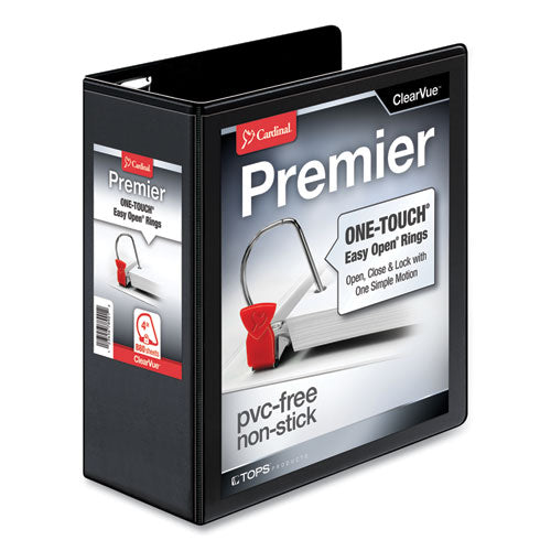 Premier Easy Open ClearVue Locking Slant-D Ring Binder, 3 Rings, 4" Capacity, 11 x 8.5, Black-(CRD10341)