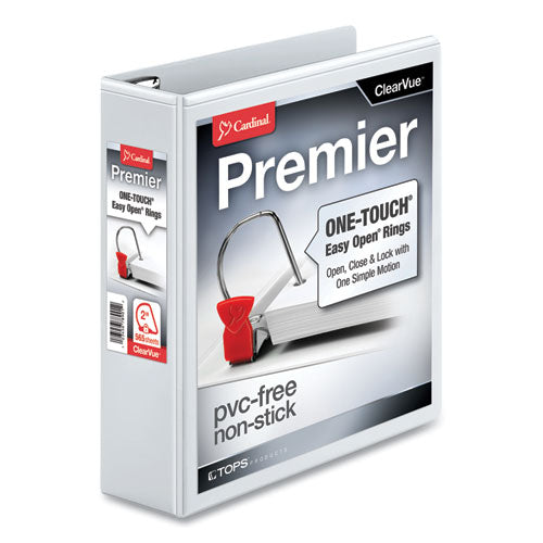 Premier Easy Open ClearVue Locking Slant-D Ring Binder, 3 Rings, 2" Capacity, 11 x 8.5, White-(CRD10320)