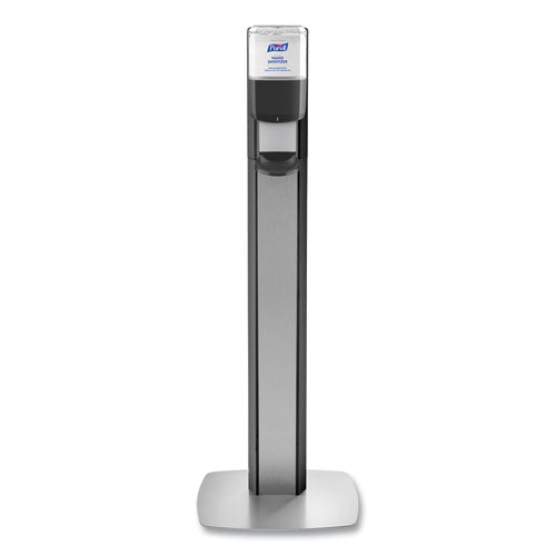 MESSENGER ES6 Graphite Panel Floor Stand with Dispenser, 1,200 mL, 16.75 x 6 x 40, Graphite/Silver-(GOJ7316DSSLV)