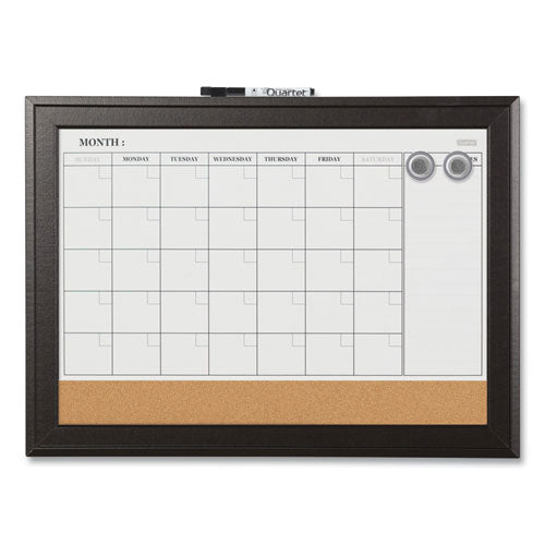 Home Decor Magnetic Combo Dry Erase Board with Cork Board on Bottom, 23 x 17, White/Natural Surface, Espresso Wood Frame-(QRT79275)