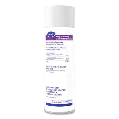 Envy Foaming Disinfectant Cleaner, Lavender Scent, 19 oz Aerosol Spray, 12/Carton-(DVO04531)