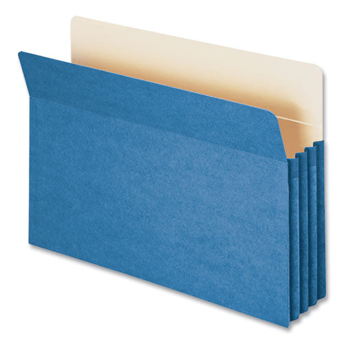 Colored File Pockets, 3.5" Expansion, Legal Size, Blue-(SMD74225)