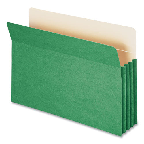 Colored File Pockets, 3.5" Expansion, Legal Size, Green-(SMD74226)