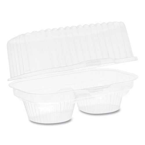 ClearView Bakery Cupcake Container, 2-Compartment, 6.75 x 4 x 4, Clear, Plastic, 100/Carton-(PCT2002)