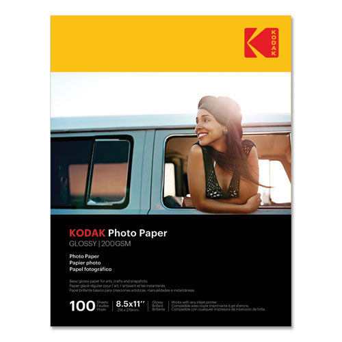 Photo Paper, 8 mil, 8.5 x 11, Glossy White, 100/Pack-(KOD41183)