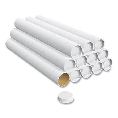 Mailing Tube with Plugs, 24" Long, 3" Diameter, White, 12/Box-(CWZ558420)