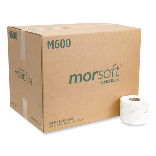 Morsoft Controlled Bath Tissue, Septic Safe, 2-Ply, White, 600 Sheets/Roll, 48 Rolls/Carton-(MORM600)