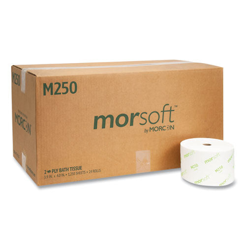 Small Core Bath Tissue, Septic Safe, 2-Ply, White, 1,250/Roll, 24 Rolls/Carton-(MORM250)