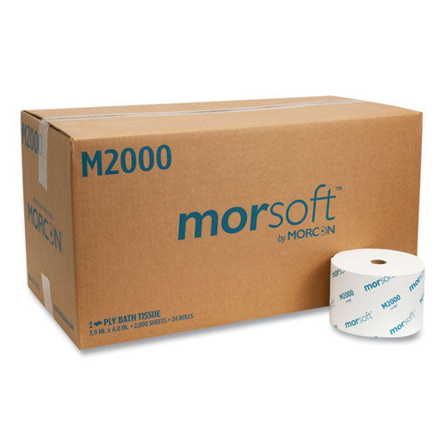 Small Core Bath Tissue, Septic Safe, 1-Ply, White, 2,000 Sheets/Roll, 24 Rolls/Carton-(MORM2000)