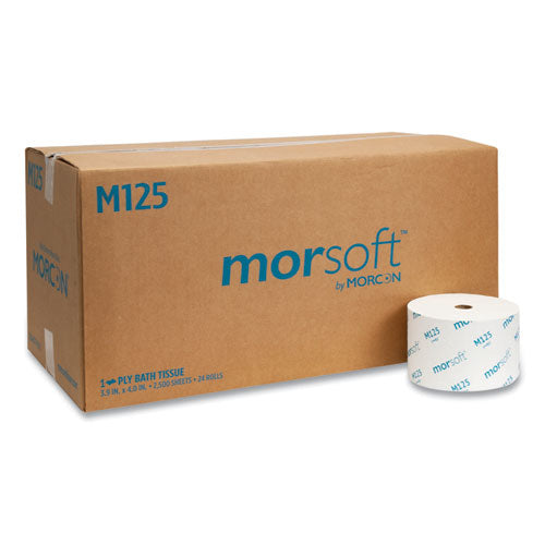 Small Core Bath Tissue, Septic Safe, 1-Ply, White, 2,500 Sheets/Roll, 24 Rolls/Carton-(MORM125)