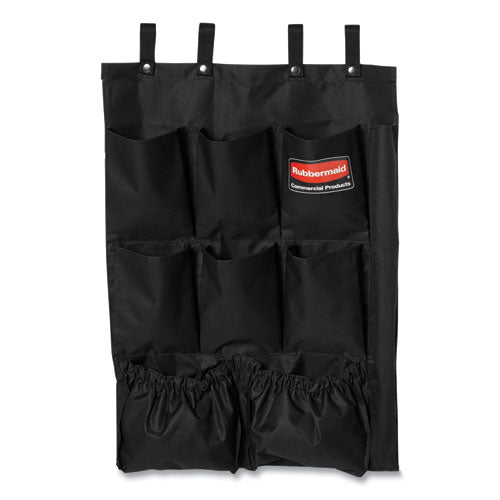 Fabric 9-Pocket Cart Organizer, 19.75 x 1.5 x 28, Black-(RCP9T9000BLA)