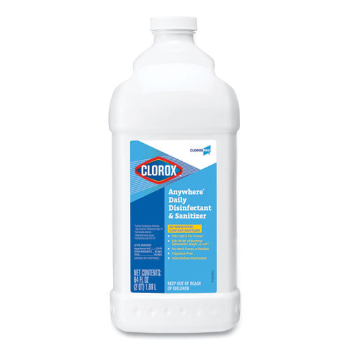 Anywhere Daily Disinfectant and Sanitizer, 64 oz Bottle, 6/Carton-(CLO60112)