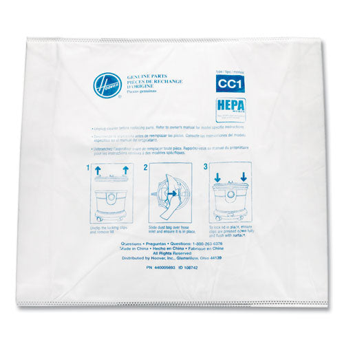 Disposable Vacuum Bags, HEPA CC1, 10/Pack-(HVRAH10363)