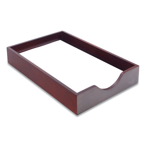 Hardwood Stackable Desk Trays, 1 Section, Legal Size Files, 10.25" x 15.25" x 2.5", Mahogany-(CVR07223)