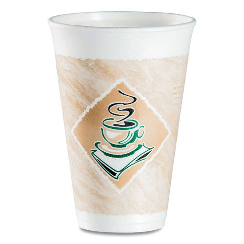 Cafe G Foam Hot/Cold Cups, 16 oz, Brown/Green/White, 1,000/Carton-(DCC16X16G167318)