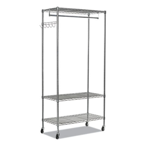 Wire Shelving Garment Rack, 40 Garments, 48w x 18d x 75h, Silver-(ALEGR364818SR)