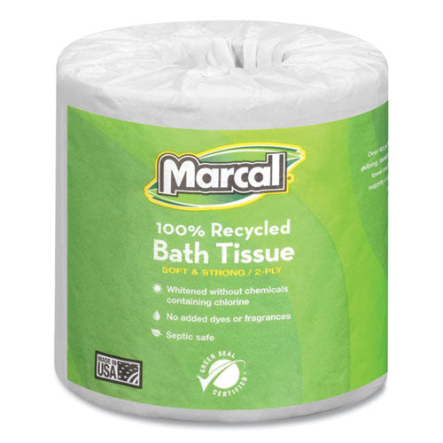 100% Recycled 2-Ply Bath Tissue, Septic Safe, Individually Wrapped Rolls, White, 330 Sheets/Roll, 48 Rolls/Carton-(MRC6079)