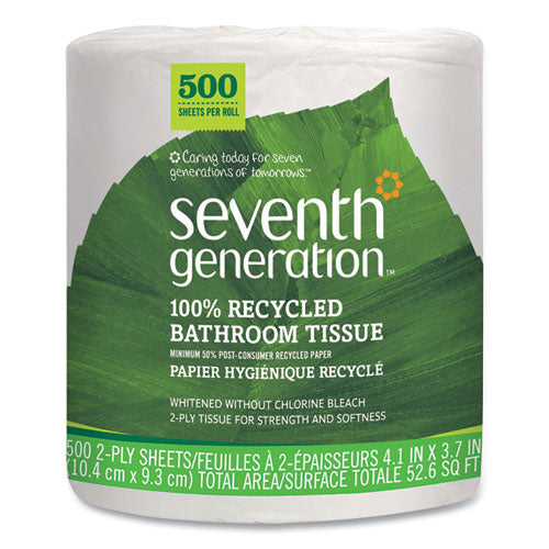 100% Recycled Bathroom Tissue, Septic Safe, Individually Wrapped Rolls, 2-Ply, White, 500 Sheets/Jumbo Roll, 60/Carton-(SEV137038)