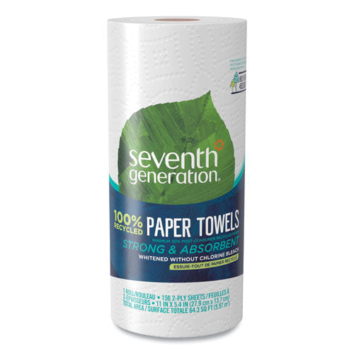 100% Recycled Paper Kitchen Towel Rolls, 2-Ply, 11 x 5.4, 156 Sheets/Roll, 24 Rolls/Carton-(SEV13722)