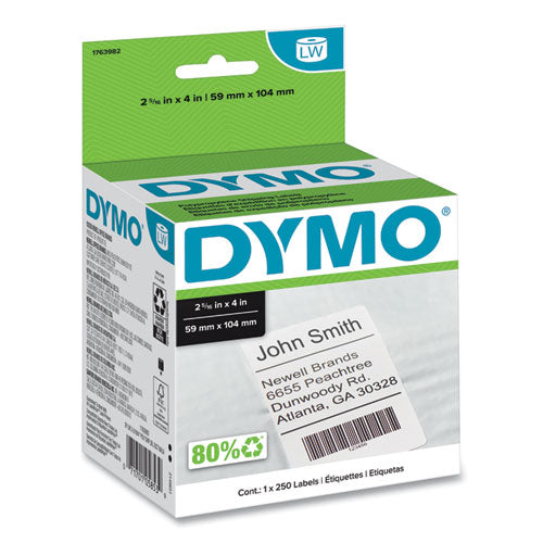 LabelWriter Shipping Labels, 2.31" x 4", White, 250 Labels/Roll-(DYM1763982)