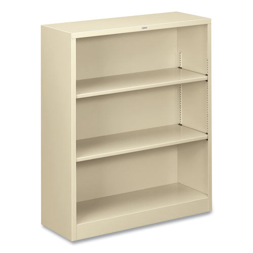 Metal Bookcase, Three-Shelf, 34.5w x 12.63d x 41h, Putty-(HONS42ABCL)