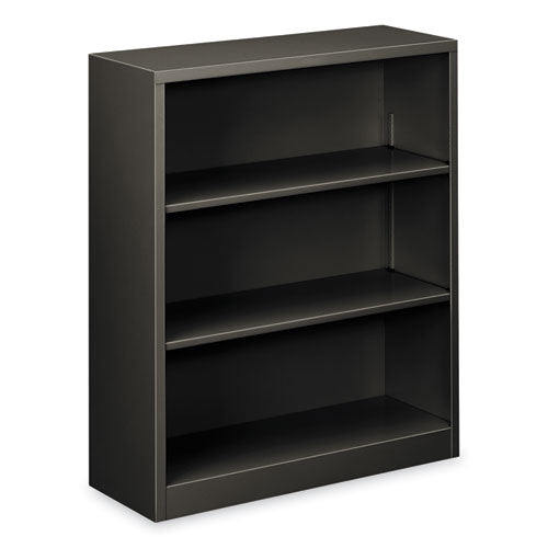 Metal Bookcase, Three-Shelf, 34.5w x 12.63d x 41h, Charcoal-(HONS42ABCS)