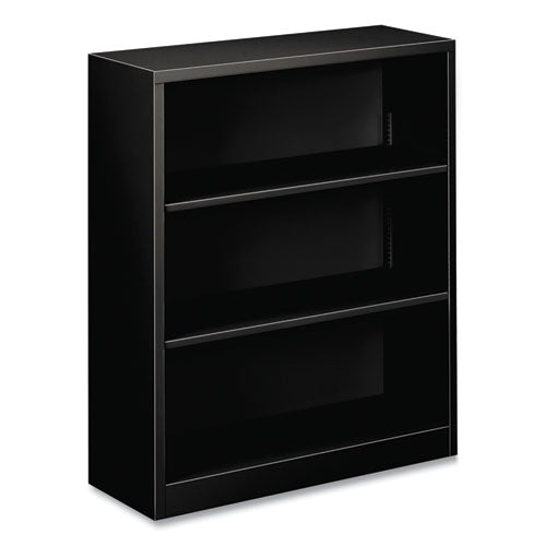 Metal Bookcase, Three-Shelf, 34.5w x 12.63d x 41h, Black-(HONS42ABCP)