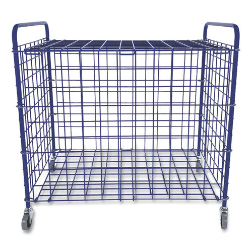 Lockable Ball Storage Cart, Fits Approximately 24 Balls, Metal, 37" x 22" x 20", Blue-(CSILFX)