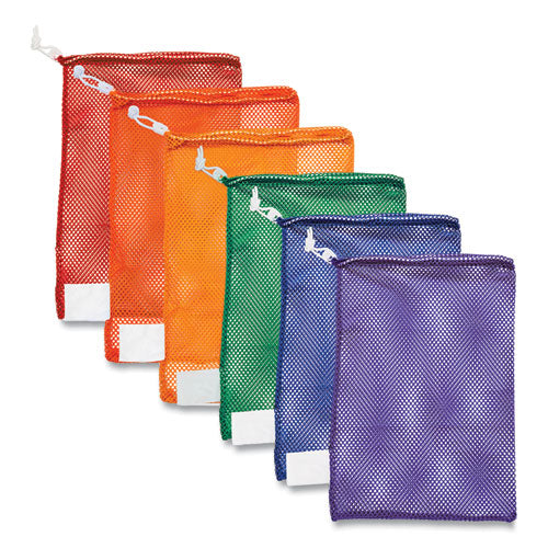 Heavy-Duty Mesh Bag, 12" x 18", Gold, Green, Orange, Purple, Royal Blue, Scarlet Red, 6/Set-(CSIMB18SET)