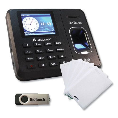 BioTouch Time Clock and Badges Bundle, 10,000 Employees, Black-(ACPBTR150)